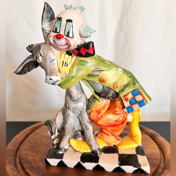 Original Charles Serouya Clown Hugging Donkey Signed Italy Vtg 60's - Picture 1 of 7
